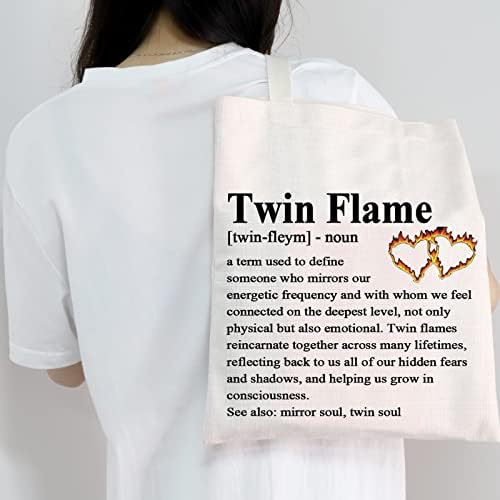 Meikiup Soulmate Twin Flame подарок близнак пламен пламен тота торба за купување торба близнак пламен духовен подарок за близнак