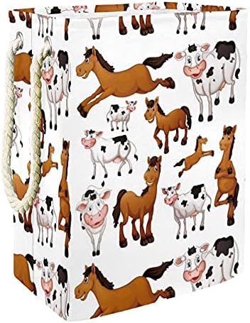 Деја водоотпорни корпи за перење алишта високи цврсти виткани креативни коњи крави фарма за печатење за печатење за возрасни деца тинејџери