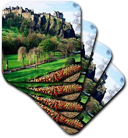 3drose cst_54126_1 Замокот Во Единбург Шкотска-Меки Подлоги, Сет од 4