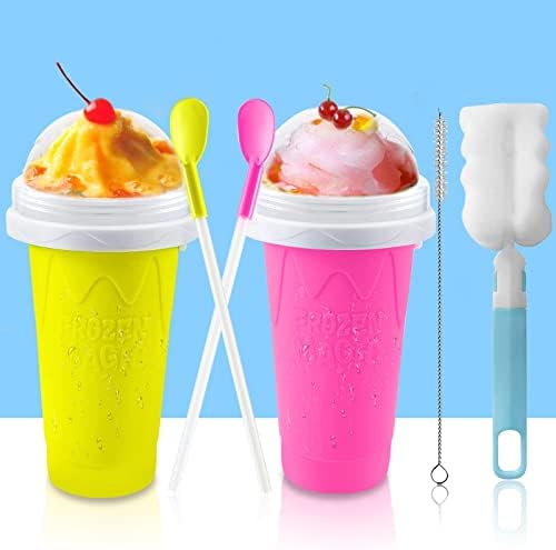 Qwayhome 2PC Slushie Maker Cup, DIY Замрзнато магично куповно чаша, двојни слоеви силика пијалак мраз чаша, чаша за брзо ладење