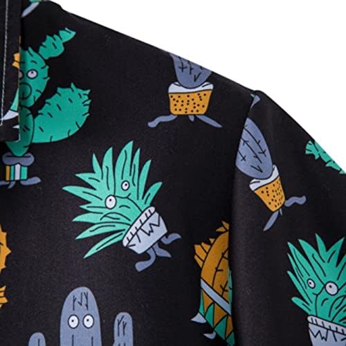 Убст хавајски кошули за мажи, лето копче за кратки ракави надолу со маица тропски бохо печатење опуштено вклопување на плажа алоха врвови