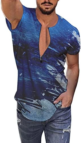 Bmisegm летни машки кошули машки кошула со кратки ракави 3D дигитална кошула за печатење без атлетска маица со патент Менс