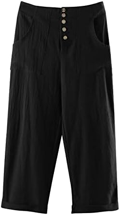 Etkiaенски женски панталони костуми обични женски затегнати панталони памучно предно копче до половината панталони Обични панталони