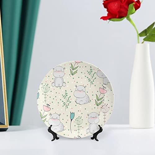 Симпатична хиппос декоративна чинија тркалезни керамички плочи со приказ за свадбени украси за домашни канцеларии