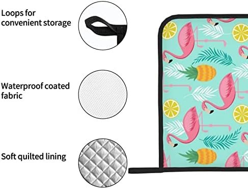 Фламингот душеци, не-лизгачки отпорни на топлина во тенџере, 2-парчиња сет за готвење и печење на скара