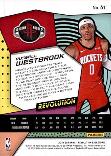 2019-20 Панини Револуција 61 Расел Вестбрук Хјустон Ракети во НБА кошаркарска трговска картичка