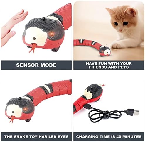 LJYJB Smart Sensing Snake Cat Toys, Eletronic Interactive Toys For Cats USB полнење, додатоци за мачки за играчки за игри со миленичиња, играчка играчка, електрична играчка со змија