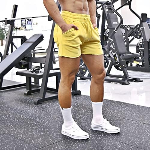 Менс шорцеви за машка опрема за сквотирање опрема за тренинг четвртина шорцеви памук цврста боја тренд кул табла шорцеви
