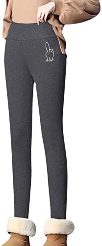 Хелеги на руно жени зимски топли термички хеланки со високи половини тенок истегнат хулахопки панталони дебели меки панталони