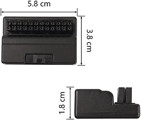 Cerrxian 90 степени ATX 24 пински адаптер, десен агол Atx 24pin Meal to Female Adapter Adapter табла за напојување со матична плоча на десктоп