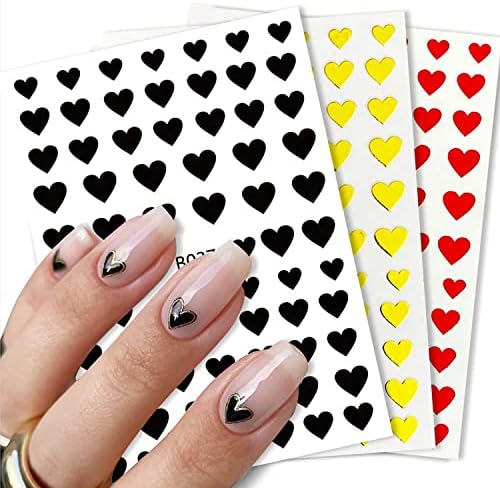 8 чаршафи Loveубов на срцев нокти налепници 3Д срцеви нокти Декларации самолепливи холографски ласерски розови златни сребрени црвени