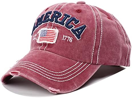 Американско знаме за камиони со знаме, прилагодливо спортско ретро во САД знаме бејзбол капа потресено гроздобер измиено сонце