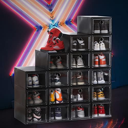 Кутија за Складирање чевли верклале, 18 Пакет Проѕирен Пластичен Организатор На Чевли Што Може Да Се Редат, Контејнери За Држач За Чевли