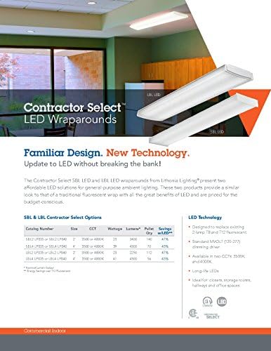 Lithonia Lighting LBL2 LP835 LED заоблена светлина на таванот, 2-метри, 2000 лумени, 3500K, бело, 2-метри