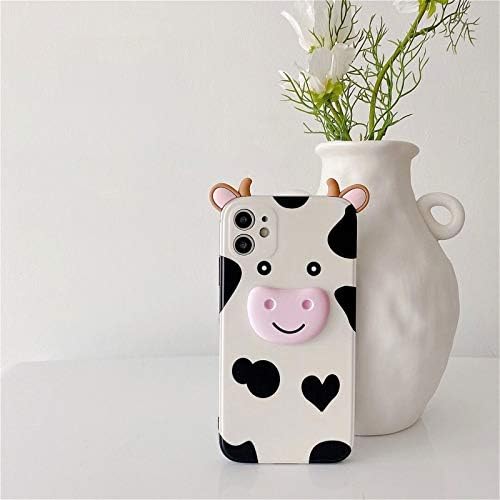 Hi-Yoohere Phone Case, 3D симпатична насмеана млеко крава мека TPU Shockproof Bumper All-Round Protective Телефонски капак компатибилен