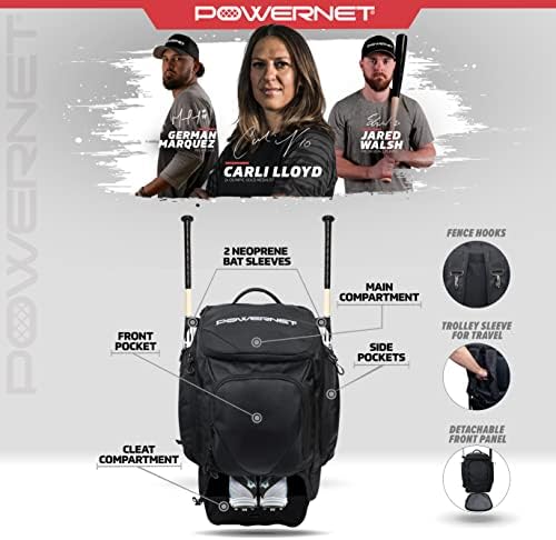 PowerNet Surge Baseball Softball Dual Bat and Eperipate Band Package Tagn | Вентилиран оддел за чевли за чевли | 2 патенти со патенти со лилјаци
