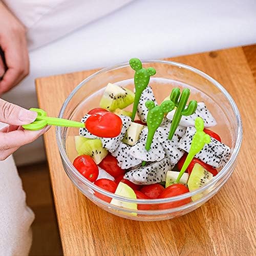 Yaikoai 6 парче симпатична храна овошје избира пластична кактус чепкалка за заби деца бенто кутија цртан филм за еднократно избор за коктел