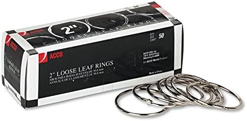Acco 72205 Metal Book Rings, дијаметар од 2 инчи, 50 прстени/кутија