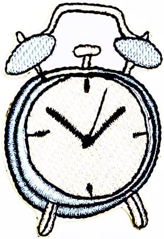 Кленплус 2 парчиња. Сини Аларм Часовник Ѕвона Цртан Филм Везени Железо На Шиење На Значка За Фармерки Јакни Капи Ранци Кошули Налепница