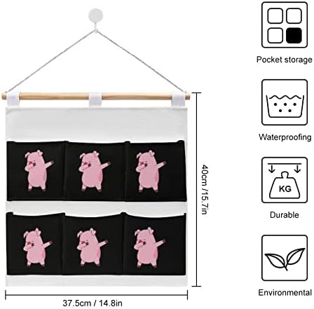 Торба За Чување На Ѕид Од Свињи Виси Торба За Складирање 6 Џебови Ленен Памук Над Вратата Организаторски Торбички За Спална Соба Бања