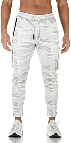 Диотср Машки карго тренингот џогерски панталони, камо тенок вклопени затегнати џемпери за мажи, трчање панталони со џебови со патенти