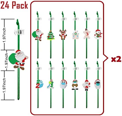 24 Пакет 2021 Божиќен украс - Дедо Мраз, ирваси, куќа, дрво, двојно еднострани орнаменти со двојно еднострани орнаменти со украси
