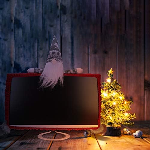 Nuobesty Christmas Computer Monitor Cover Swedy Tomte Gnomes Santa Doll Elastic Laptop Monitor Monitor Border Border Cover за Божиќни украси