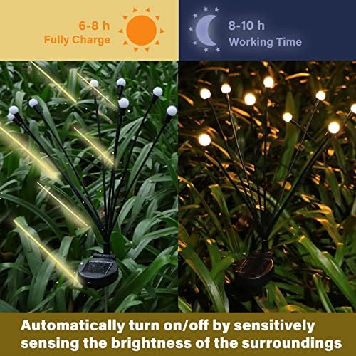 Romdecyn Firefly Lights Solar Outdoor водоотпорен, 8 LED Starburst Swaying Solar Power Filfly Path Lights Decoration for Garden