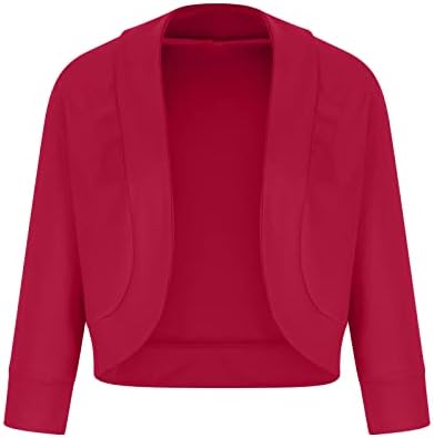 Јакни за работа на женски исечени блејзер 3/4 ракави Обични деловни активности Отворени јакни од кардиган во костуми за костуми