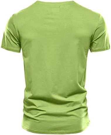 Менс модна обична цврста боја памук V вратот со кратки ракави со кратки ракави врвни големи и високи кошули за велосипедски кошули