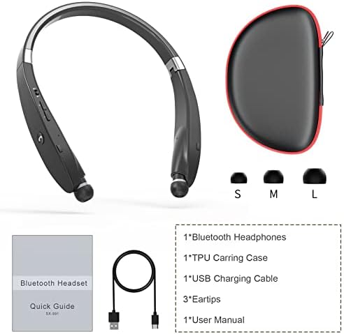 Слушалки за Bluetooth Reckband, DPVISN преклопени безжични лесни слушалки за вратот со ушни ушни ушни, што ја откажуваат бучавата,