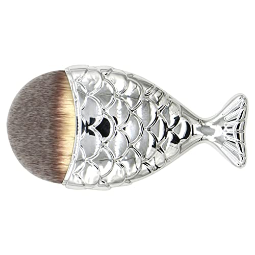 Akoak 1 пакет преносна сирена опашка четка за шминка, исклучителна четка за форма на форма на риба, четка за руменило, алатка за шминка за убавина