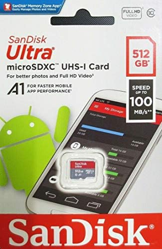 Sandisk Ultra 512GB MicroSD XC Класа 10 A1 UHS-1 Мобилна Мемориска Картичка До 100mb / S Брзина На Читање Со Двојна Слот Мемориски