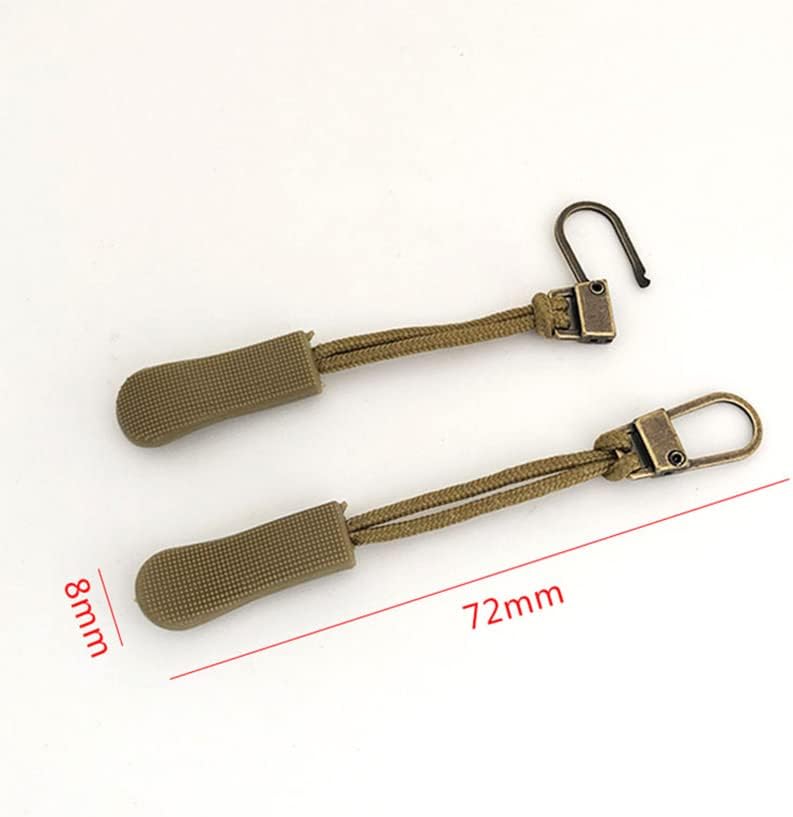 Tayara 10pcs Zipper траен таб -таб -таб -кабел за влечење на рачката на главата замена за мали дупки за замена на патент за одвојување лизгач за багажници ранец чизми чанти па