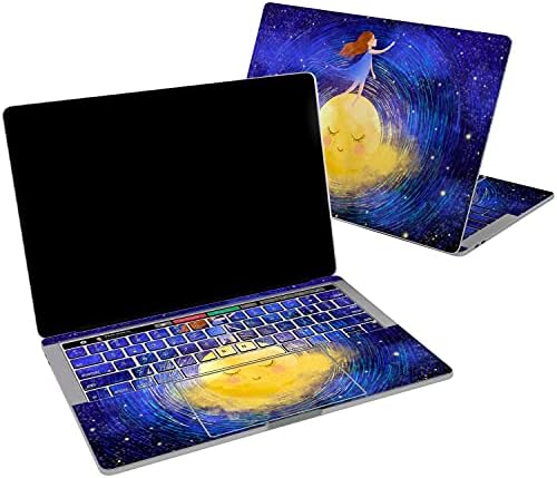 Lex Altern Vinyl Skin компатибилен со MacBook Air 13 Inch Mac Pro 16 Retina 15 12 2020 2019 2018 Симпатична месечина ноќна небо графичка сина