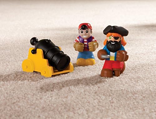 Малку Патики 2-во-1 Пиратски Брод Играчка-Деца Возење-На Брод Со Тркала, Под Складирање На Седиштата И Игралиште Со Бројки-Интерактивно