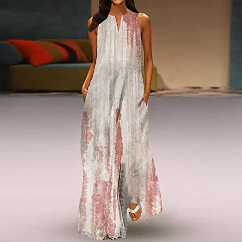 Графички фустани Comigeewa за дами летни есен без ракави деколте Спандекс макси долги фустани за бренд тинејџерска девојка 2023 година