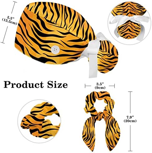 Работни капи со џемпери за мажи за мажи тигар тигар текстура на кожата, прилагодливи жени, работни капачиња, буфан капи и прстен за коса повеќе