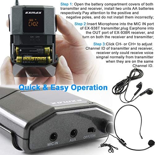 Ексмакс ЕКС-938 Безжични Слушалки Микрофон Аудио Турнеја Водич Систем За Црквата Превод Настава Патување Истовремено Толкување.