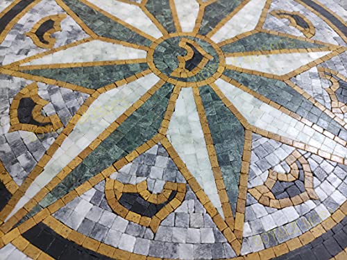 Компас мермер мозаик рачно изработени медалјон килим уметнички дела направени со природен камен, риба стил, индивидуализира дизајн