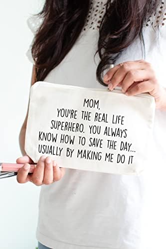Подарок За Денот на мајката За Мама, Смешна Козметичка Торба, ти си вистинскиот живот суперхерој