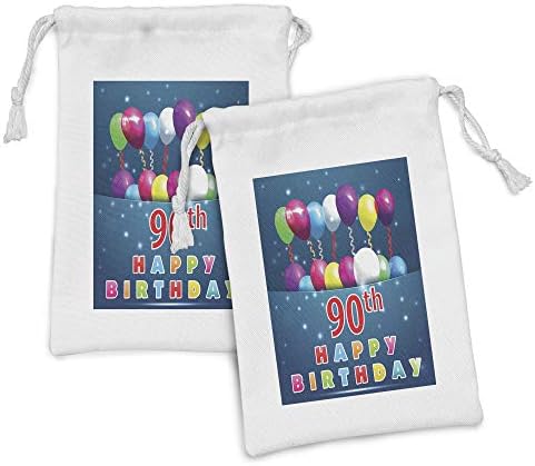 Амбесон 90 -ти роденденски ткаенина торбичка од 2, радосно изненадување на забавата на забавата со најдобри желби балони и вртења на возраст