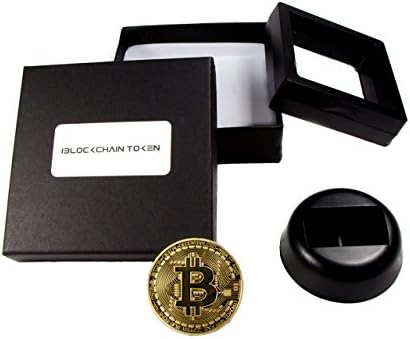 Колекционерски колекционер на монети Bitcoin Deluxe сет со куќиште за приказ и кутија | Колектори на биткоин монета | Комеморативен