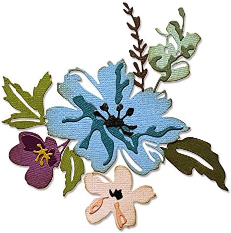 Sizzix Thinlits Die 665210 Brushstroke Flowers 2 од Tim Holtz 8 пакет, повеќебојни