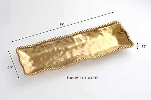 Парче за порцелански порцелански порцелански залив на Пампа Беј, 19 x 6,5 инчи, мат златен тон, рерна, замрзнувач, безбедна машина за