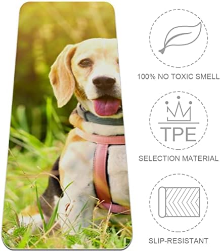 Sdlkfreli 6mm Дополнителен густ јога мат, куче во трева печати еко-пријателски вежби за вежбање душеци пилатес мат со јога, тренингот, основно