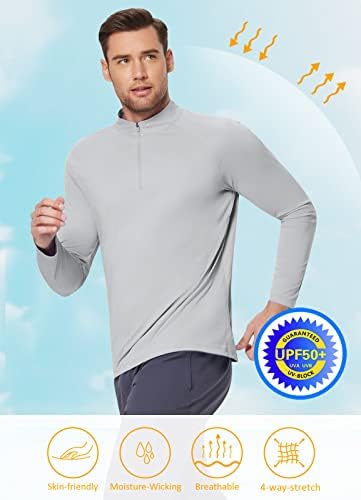 Кошули за заштита на сонцето на Baleaf, UV SPF маици 1/4 поштенски пуловер upf 50+ долги ракави осип чувар за пешачење голф голф
