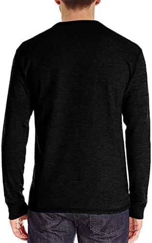 Лексиарт Менс мода Хенли кошули со долги ракави со памучна маица со џеб