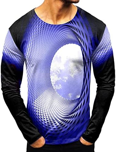 Кошули за мажи со долга ракав лесна улична облека за улична облека за 3Д печатење галаксија галаксија пуловер
