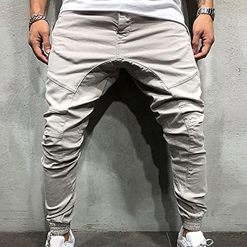 Менс удобни хип-хоп панталони за патеки за чипка со цврста боја панталони со џеб во затворен простор во џеб